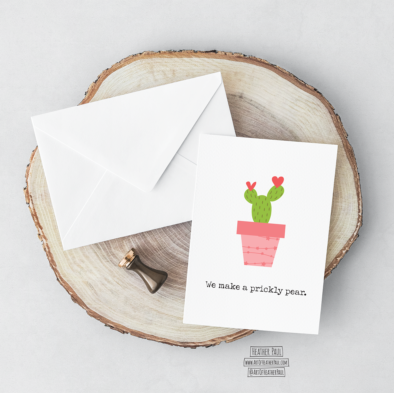 Illustration of cactus with phrase "we make a prickly pear."